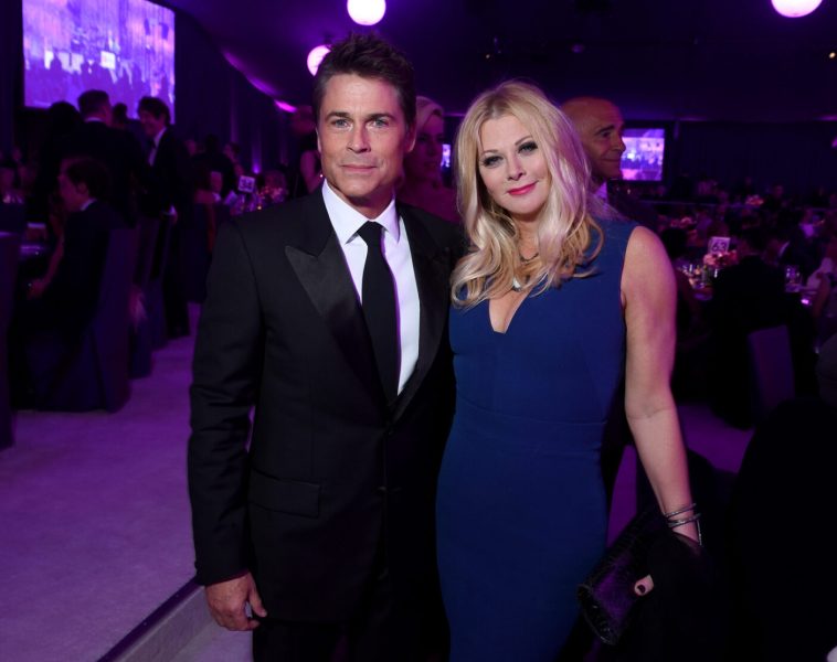LOS ANGELES, CA - FEBRUARY 22: Actor Rob Lowe (L) and Sheryl Berkoff attend the 23rd Annual Elton John AIDS Foundation Academy Awards Viewing Party on February 22, 2015 in Los Angeles, California.