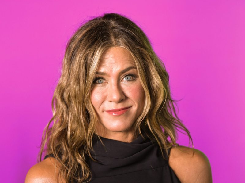 Jennifer Aniston with natural waves at a 2019 event