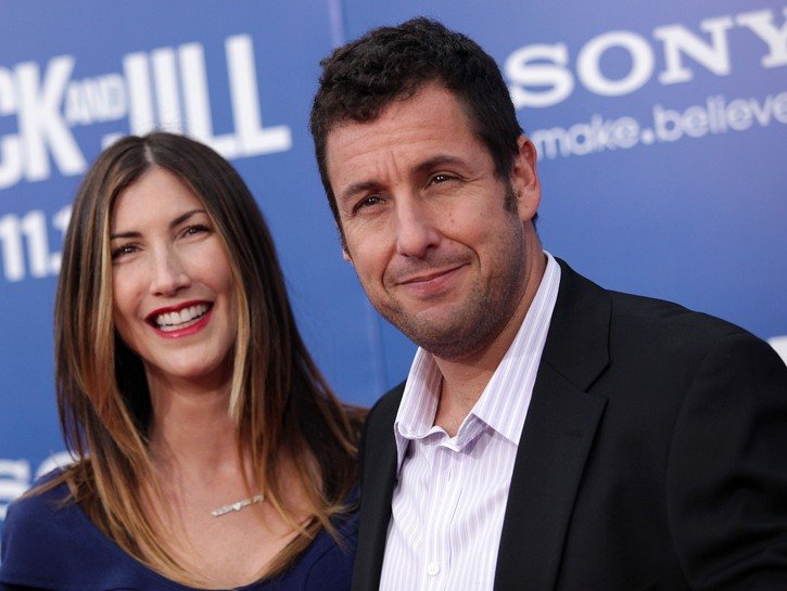 Adam Sandler (right) and Jackie Sandler (left) at the premier of his film Jack And Jill