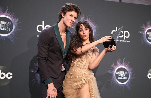 Camilla Cabello and Shawn Mendes on the red carpet at the American Music Awards