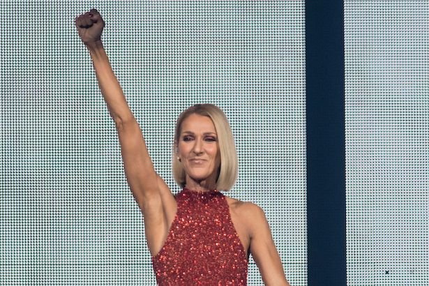 Celine Dion in a red dress closes out the opening night of her world tour, Courage
