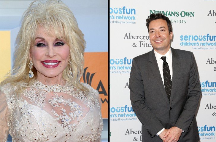 Dolly Parton side by side with Jimmy Fallon