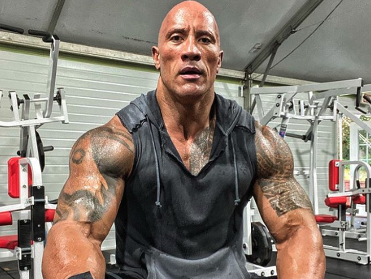 Dwayne Johnson, aka The Rock, in the gym after a workout