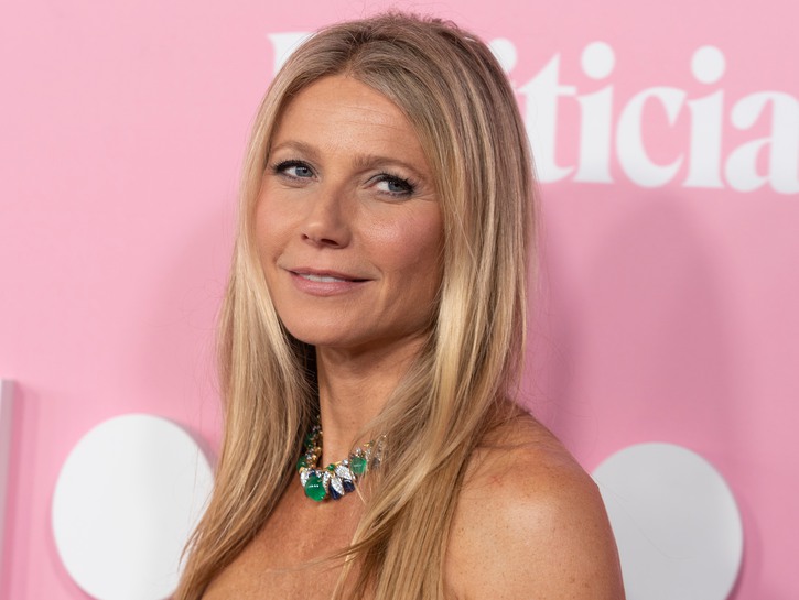 Gwyneth Paltrow wearing a strapless dress to the premier of The Politician