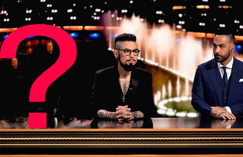 Ink Master host Dave Navarro and judge Chris Núñez with a question mark.