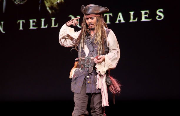 Johnny Depp dressed as Captain Jack Sparrow at the D23 Expo