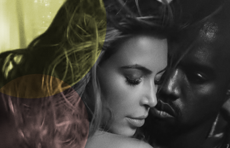 Kim Kardashian and Kanye West in his music video for his song "Bound 2"