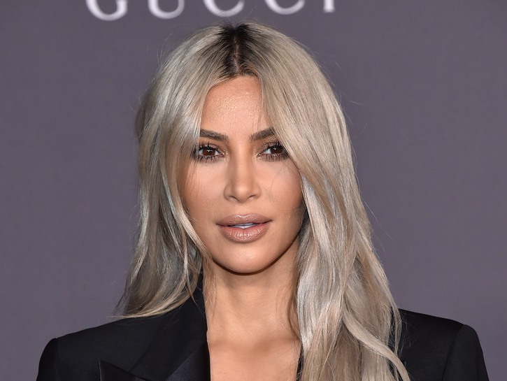 Kim Kardashian with platinum blonde hair