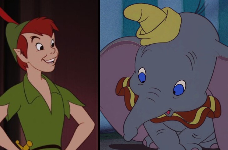 Peter Pan and Dumbo side by side