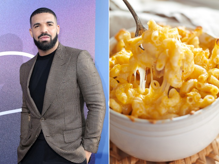 Rapper Drake with mac and cheese