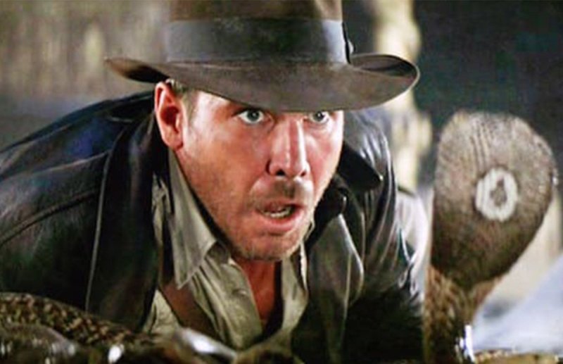Screenshot of Indiana Jones facing a cobra in Raiders Of The Lost Arks