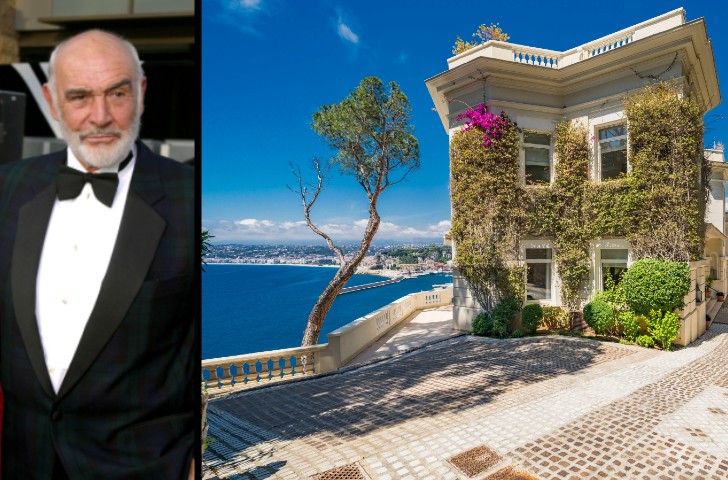 Sean Connery side by side with exterior shot of former Villa