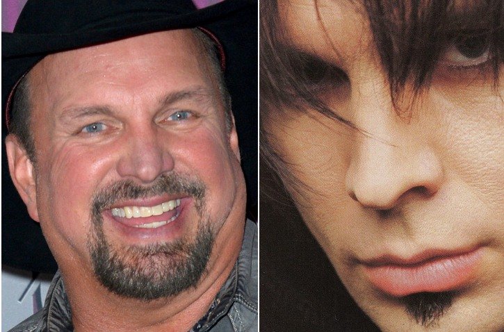 Side-by-side of Garth Brooks wearing a cowboy hat and Garth Brooks alter ego Chris Gaines