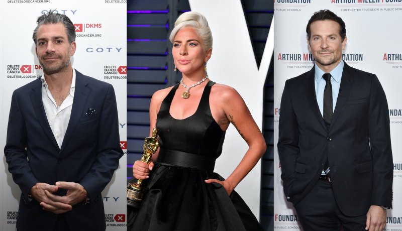 Side by side photos of Christian Carino, Lady Gaga, and Bradley Cooper