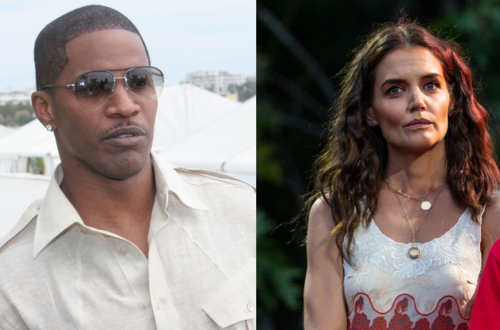 Side by side photos of Jamie Foxx and Katie Holmes.