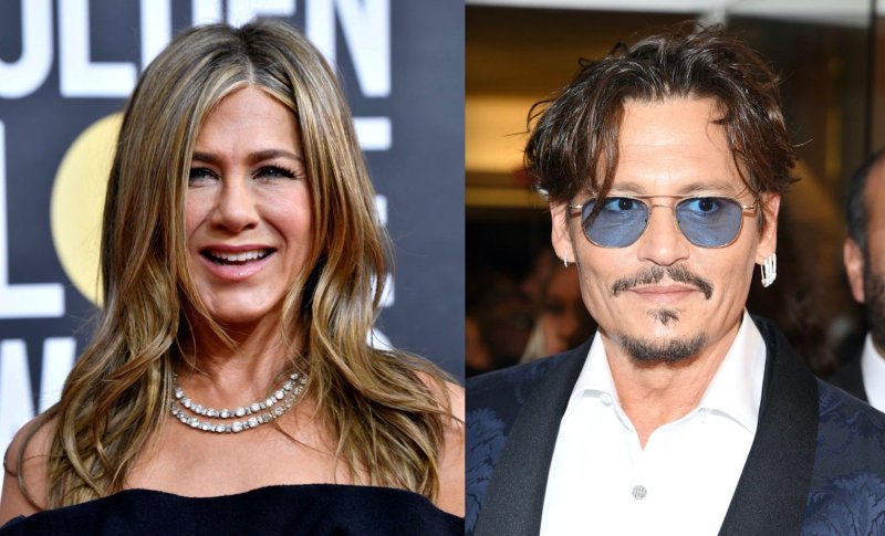 Side by side shots of Jennifer Aniston and Johnny Depp at red carpet events