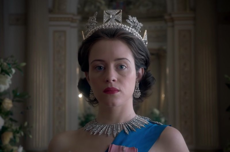 Still of Claire Foy portraying Queen Elizabeth in season one of The Crown on Netflix