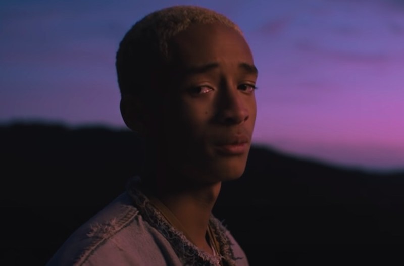 still of Jaden in a denim jacket from the music video for Ninety by Jaden Smith
