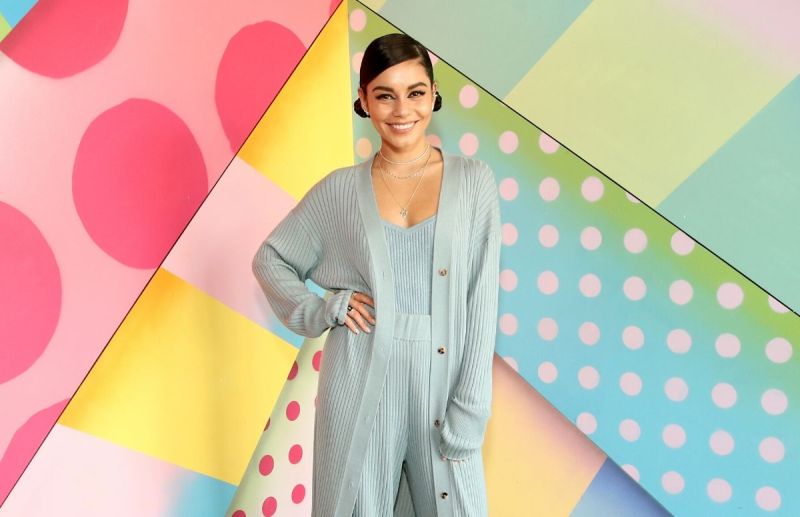 Vanessa Hudgens in an all mint green ensemble at the opening of Black Tap Craft Burgers