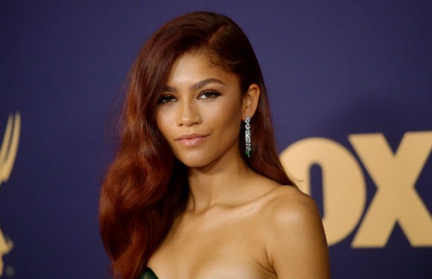 Zendaya in a strapless dress on the red carpet