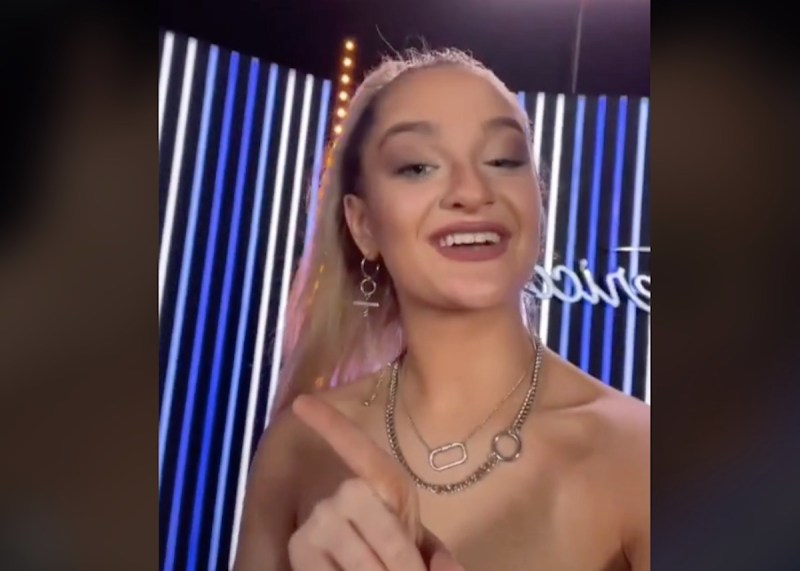 screenshot of Claudia Conway on TikTok on set of American Idol