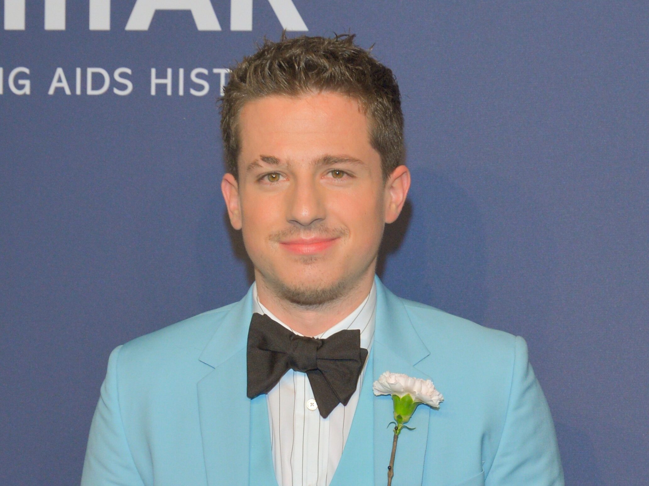 Charlie Puth wearing a powder blue suit at the 2020 New York Gala