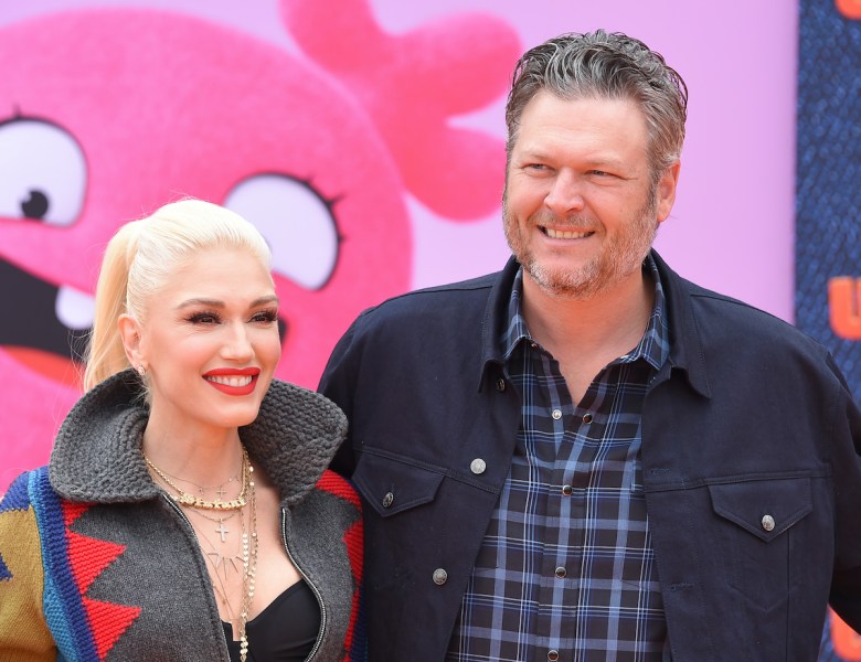 Gwen Stefani on the left, Blake Shelton on the right