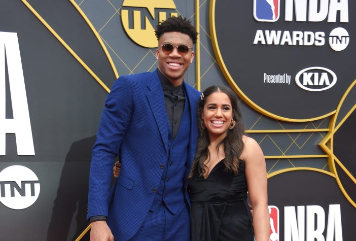 Mariah Riddlesprigger and her boyfriend, Giannis Antetokounmpo, at an event.