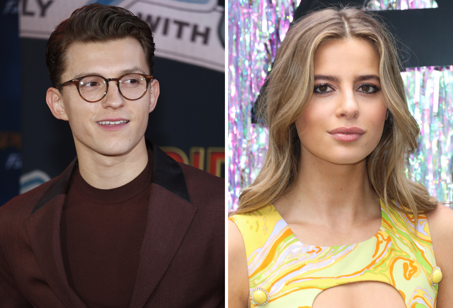 Side by side image of Tom Holland and his girlfriend Nadia Parkes
