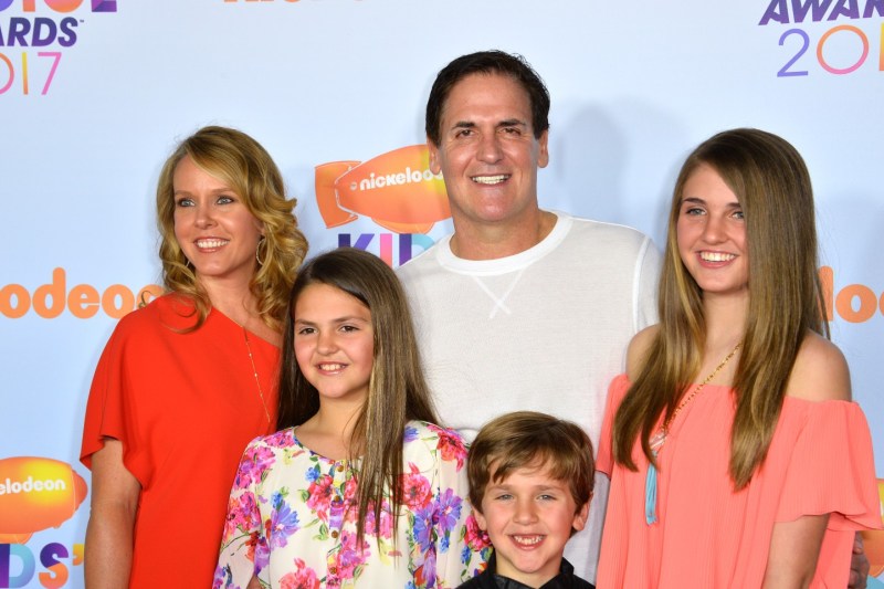 Businessman Mark Cuban & wife Tiffany Stewart & children Alyssa, Jake & Alexis, dressed casually and smiling at the Nickelodeon Kids Choice Awards