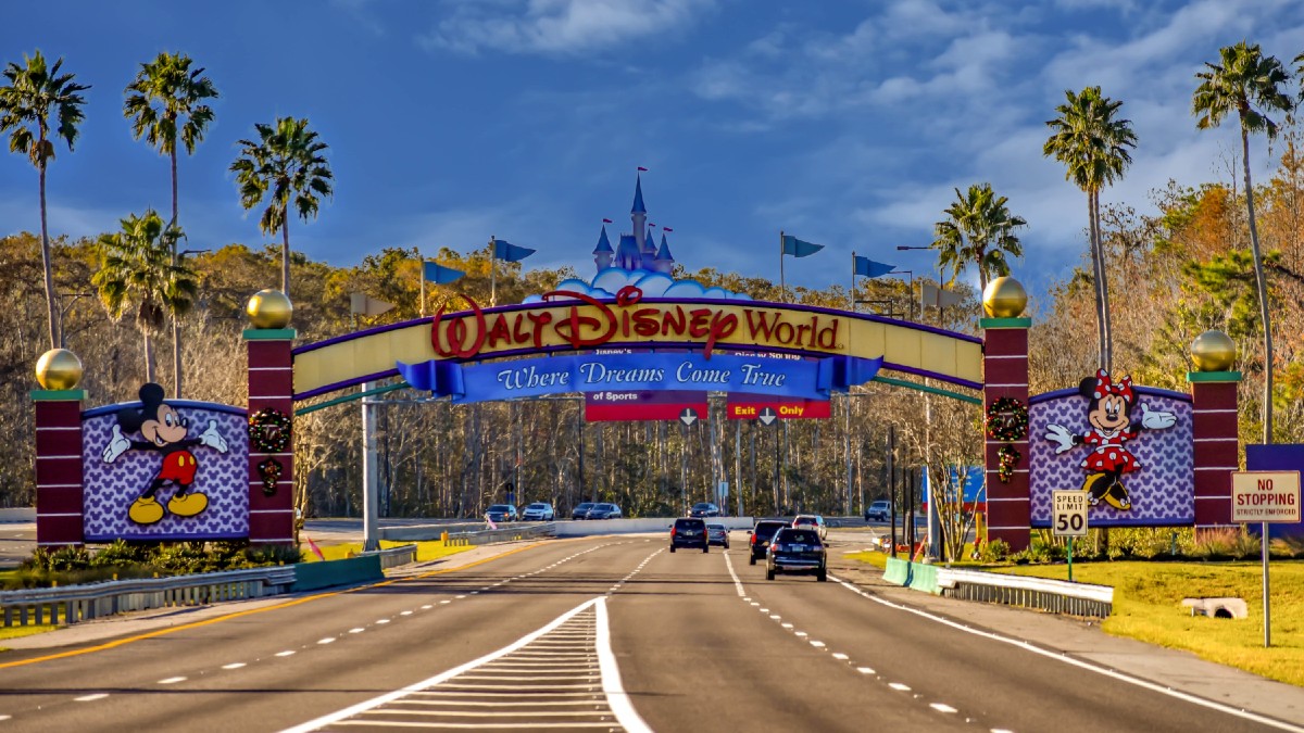 The entrance to Disney World in Orlando, Florida