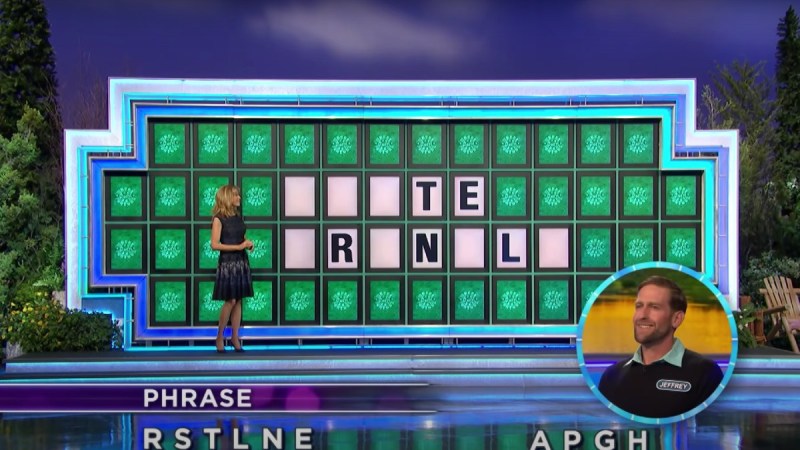 A screenshot from an episode of Wheel Of Fortune