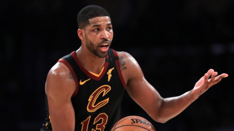 Tristan Thompson handles the ball while playing for the Cleveland Cavaliers