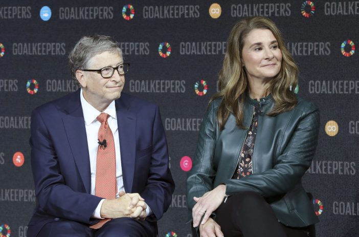 Bill Gates and his wife Melinda Gates introduce the Goalkeepers event at the Lincoln Center on September 26, 2018
