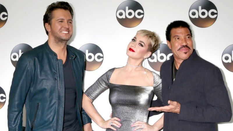 Luke Bryan, Katy Perry, and Lionel Richie at an American Idol event