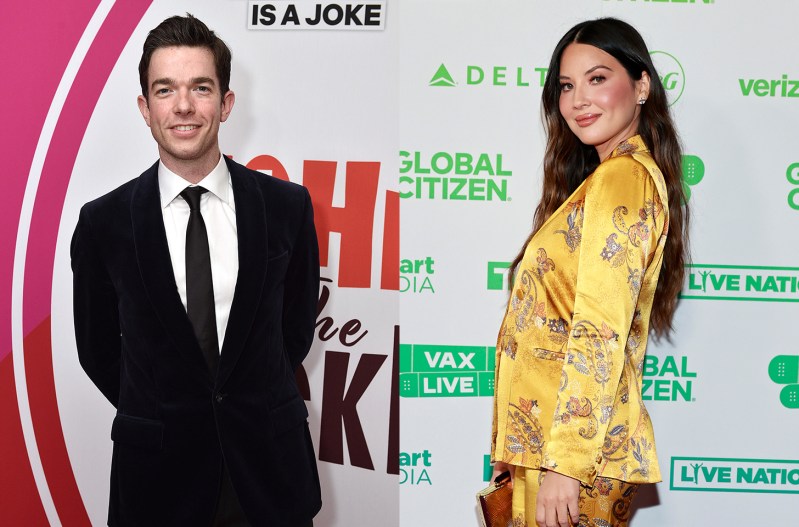 Side by Side photos John Mulaney on the left, Olivia Munn on the right,