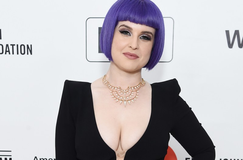 Kelly Osbourne with purple hair, at a red carpet event last year.