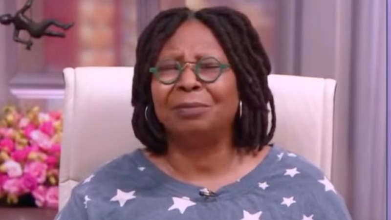 Whoopi Goldberg wears a blue shirt with white stars on a recent episode of The View