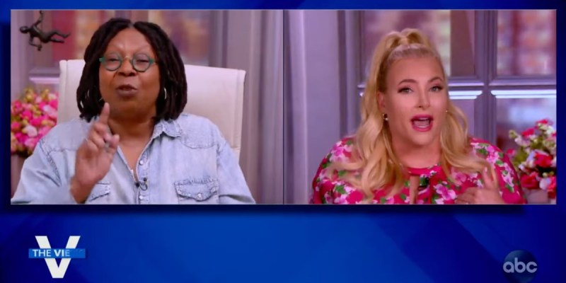 Whoopi Goldberg, left, argues with Meghan McCain, right, during an episode of The View