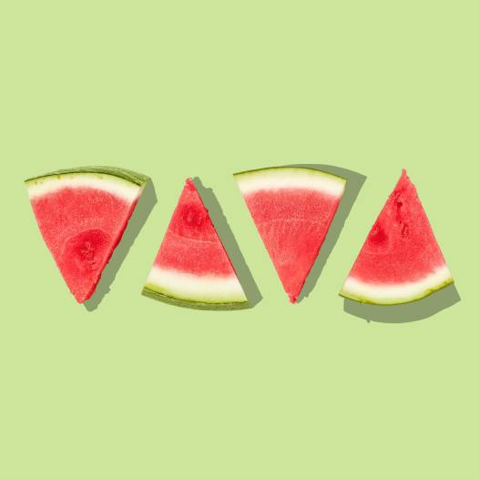 Triangles of sliced watermelon.