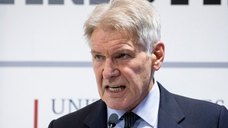 Harrison Ford makes a passionate speech at a climate change conference