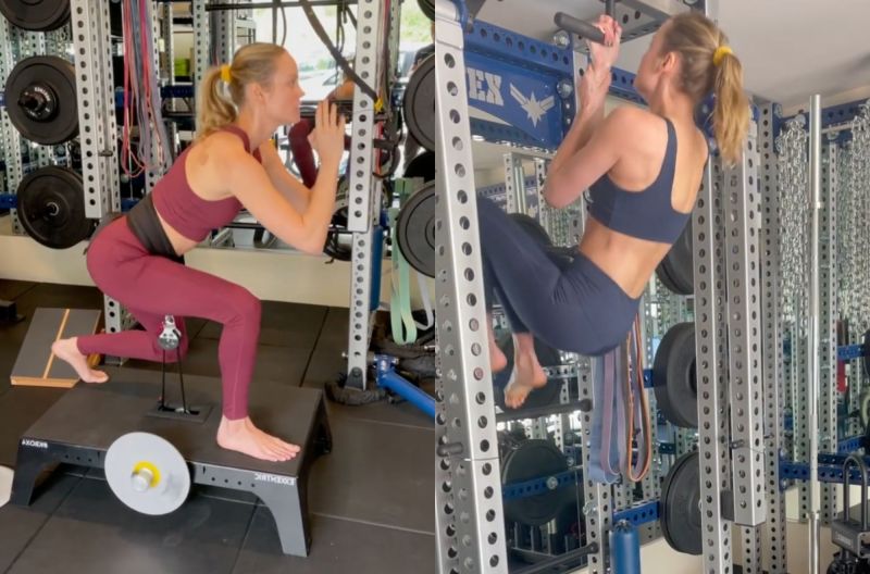Image of Brie Larson working out.