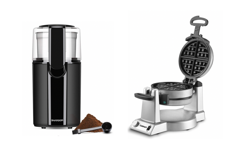 Amazon coffee grinder and waffle maker.