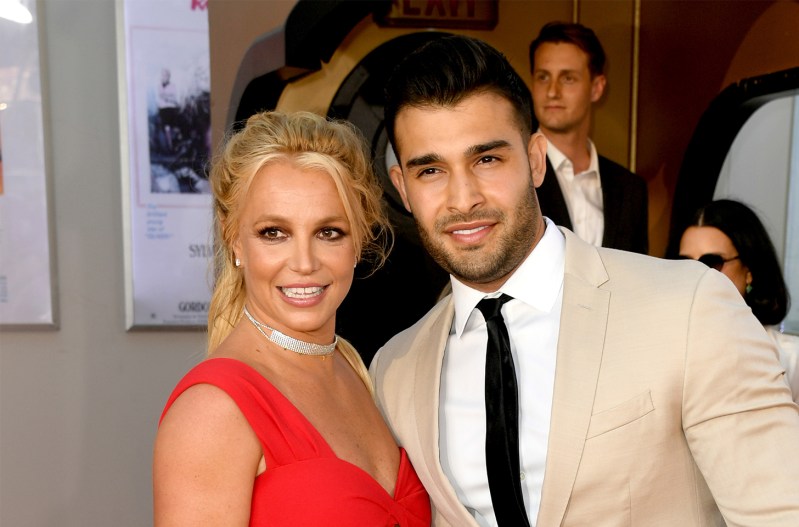 Britney Spears on the left, Sam Asghari on the right