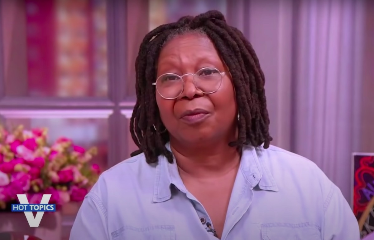 Screenshot of Whoopi Goldberg in a blue shirt on the view