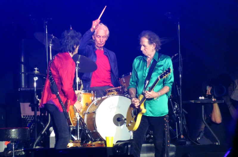 Charlie Watts on stage with Ron Wood and Keith Richards in 2019.