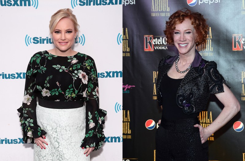 Side-by-side photos. Meghan McCain on the left, Kathy Griffin on the right.