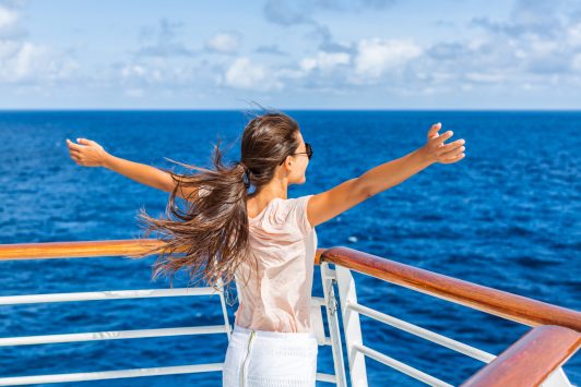 Woman on a cruise ship