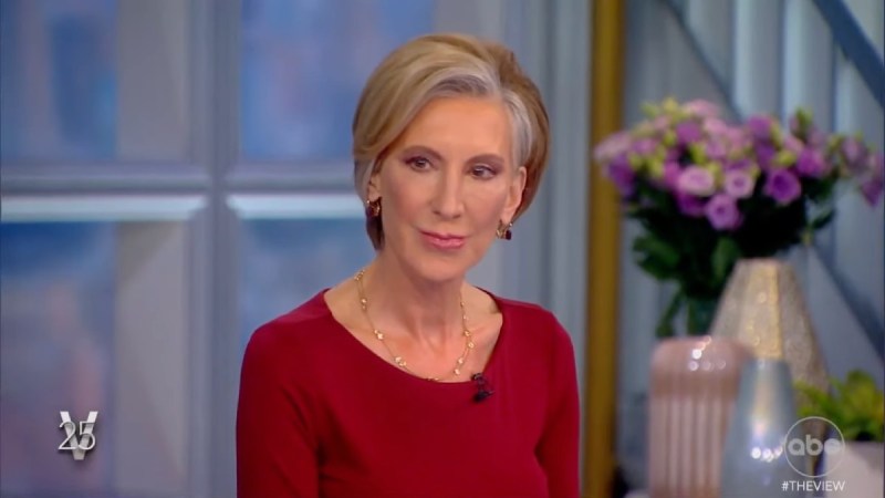 Carly Fiorina wears a red blouse during her visit to The View