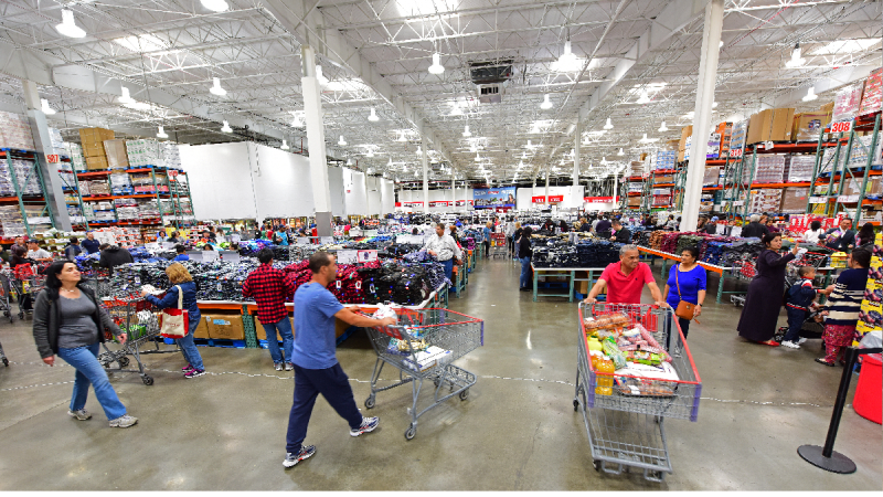 A photo of the interior of a Costco store